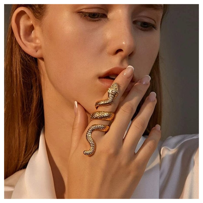 Anillo Ajustable Retro Serpiente Grande